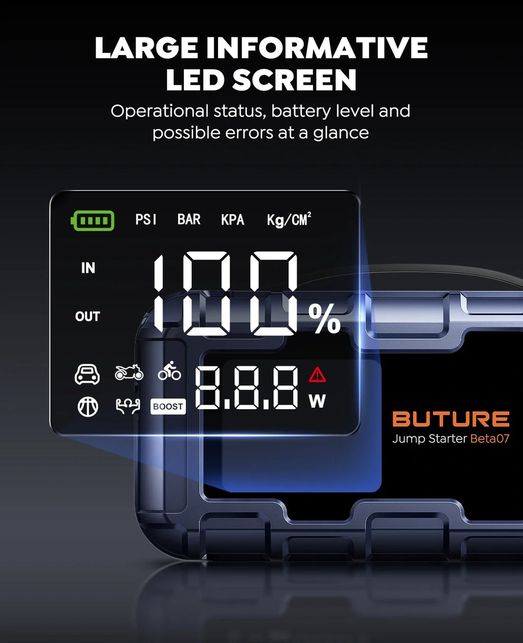 【Flash Sale】Buture Beta07 Car Jump Starter 6000A With 160PSI Air Compressor